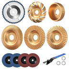 BURMONG 14PCS Wood Carving Disc Set for 4" & 4-1/2" Angle Grinder – Wood Cutting, Carving & Grinding Kit with Chainsaw Disc, Wood Shaping Discs, Flap Sanding Wheels, Adapter Rings & Wrench