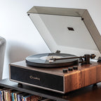 Crosley CR6046A-WAGL Stave 2-Speed Bluetooth Record Player Turntable with Built-in Speakers, Walnut