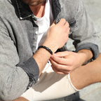 RTZN® Black Onyx Bracelet for Men – Premium Artisan Handcrafted Authentic Matte Black Beads – 9MM Adjustable Mens Beaded Bracelets (Havana)