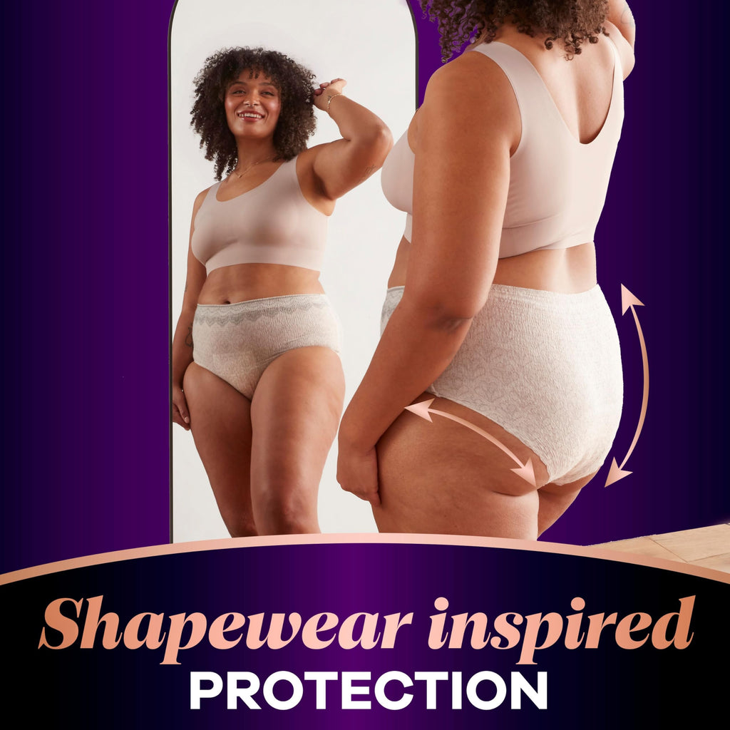 Always Discreet Boutique Incontinence and Postpartum Underwear for Women, Maximum Protection, Small/Medium, Rosy, 12 Count (Pack of 3)