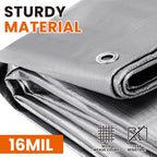 SpacEver 16x20 FT Tarp Waterproof, 16 Mil Tarps Heavy Duty Waterproof Multipurpose Protective Cover UV Resistant Rip & Tear Resistant with Grommets Reversible for Home Boats Cars Camping