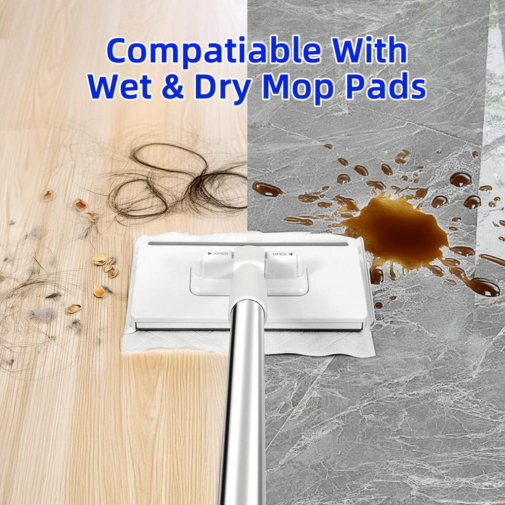 KZKR Mini Wet & Dry Sweeping Mop Touchless Disposable Mop Convenient Flat Dust Removal Multi-Surface Cleaning for Hardwood and Tile Floors, 1 Second Installation (Grey,White,2 Pack)