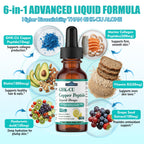 GHK-Cu Copper Peptide Oral Liquid Drops, 6-in-1 Liposomal GHK Cu Supplement w. Marine Collagen Peptides, Hyaluronic Acid, Biotin & Grape Seed, Support Skin Elasticity, Anti-Aging, Hair Growth & Nails