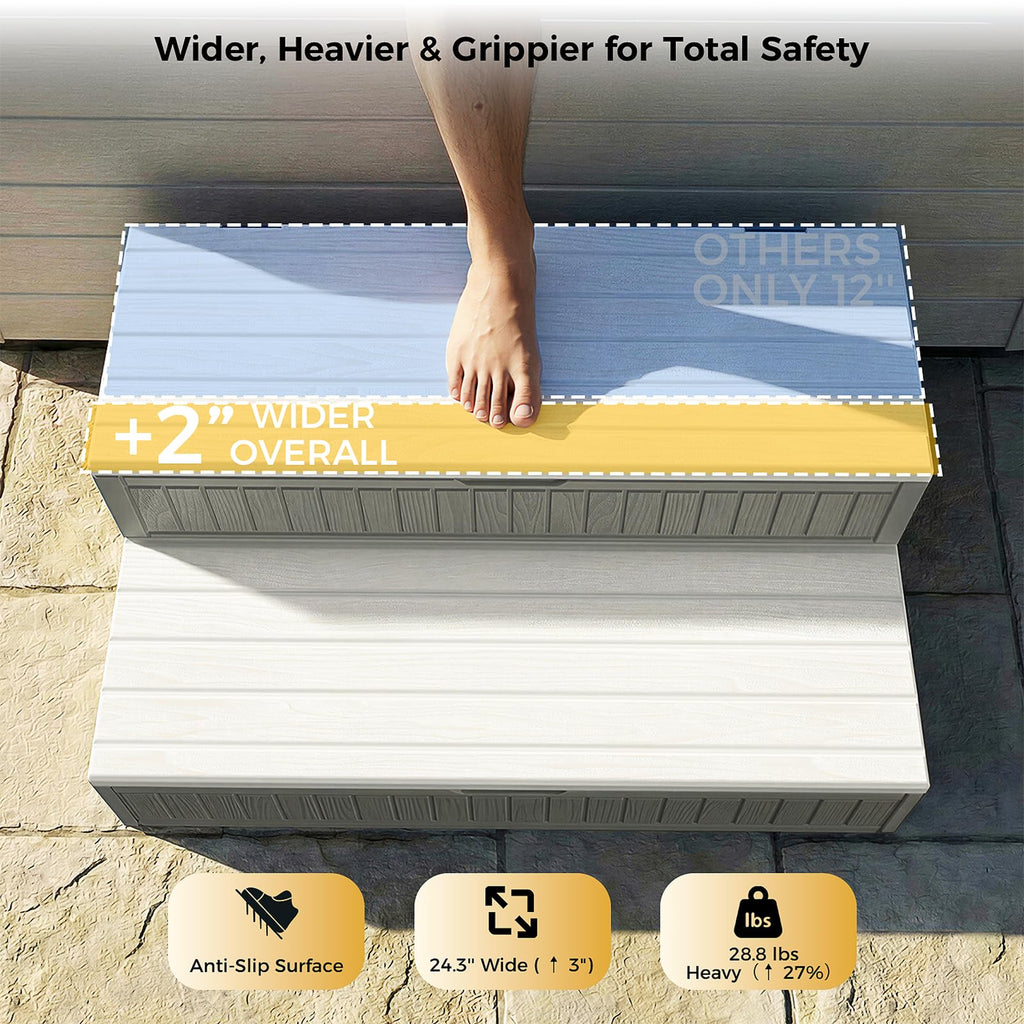 CAMMOO Hot Tub Steps - Double-Decker Large Storage & Snap-Together Assembly, Fully Sealed Spa Steps with Non-Slip Wider Step, Hot Tub Stairs, Outdoor/Indoor, Grey-White