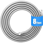 Refrigerator water line - 8 FT Premium Stainless Steel Braided Ice Maker Water Line,Food grade PEX Inner Tube Fridge Water Supply Line with 1/4" Compression Fittings for Refrigerator Ice Maker