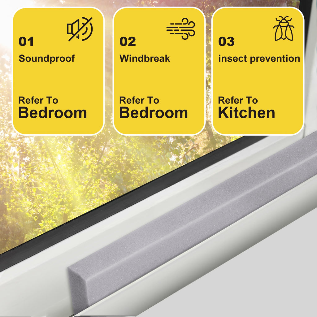 moonoom 2 Pcs Foam Air Conditioner Weatherseal Tape-2''x1''x6.5ft Air Conditioner Foam Tape-Non-Adhesive Foam Seal Strip with Glue Point for Air Conditioner Door Window Seal