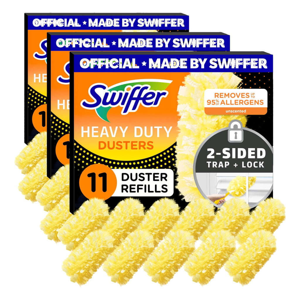 Swiffer Dusters Heavy Duty Multi-Surface Duster Refills for Cleaning, Unscented, 11 Count (Pack of 3)