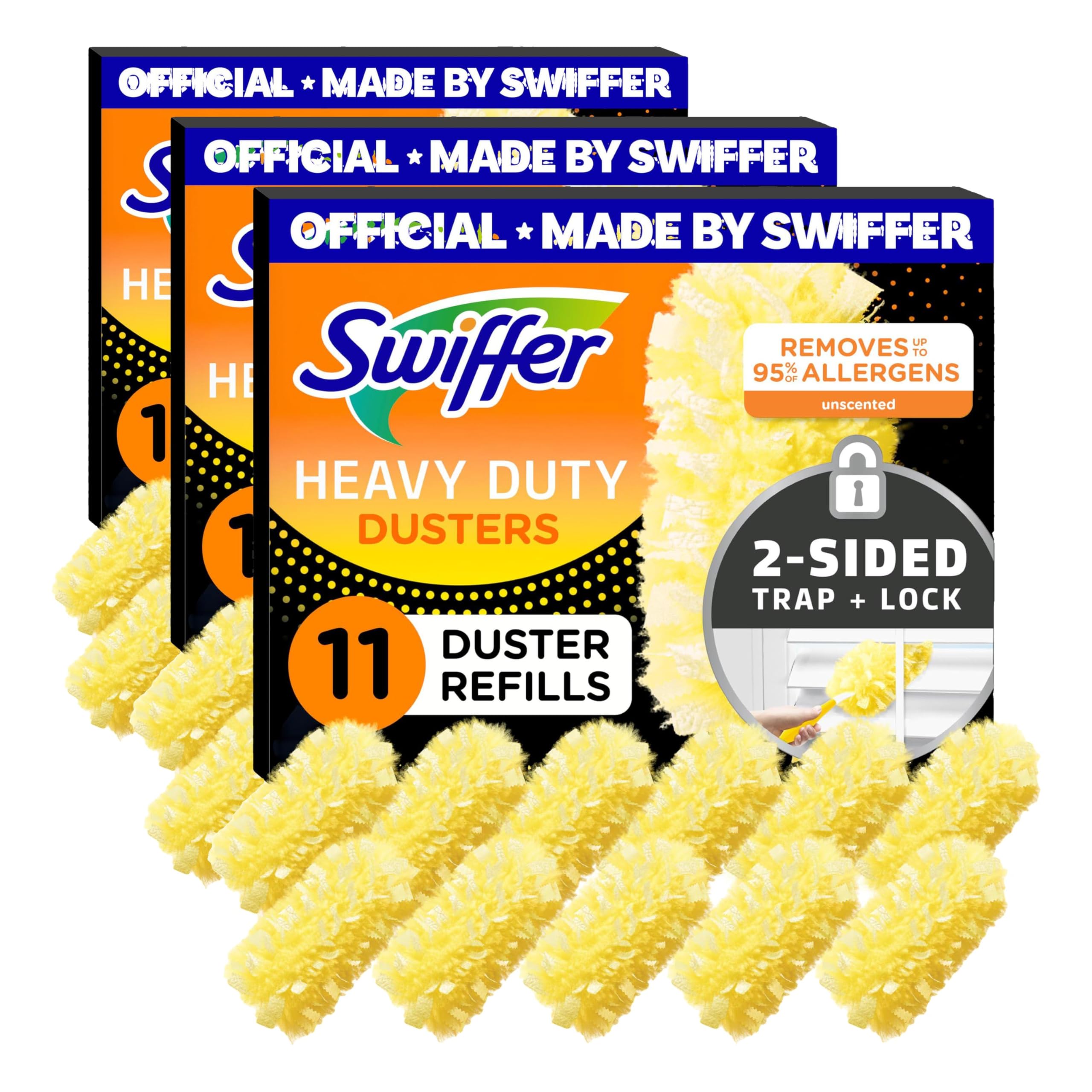 Swiffer Dusters Heavy Duty Multi-Surface Duster Refills for Cleaning, Unscented, 11 Count (Pack of 3)