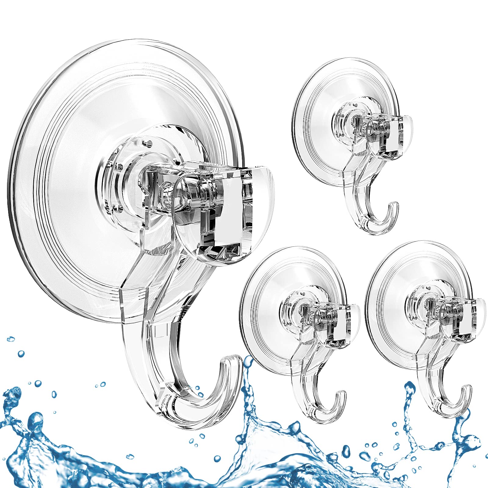 Quntis Suction Cup Hooks Smoky Grey, 6 Pack Shower Suction Cup Hooks Heavy Duty Wreath Hanger Waterproof for Window, Bathroom, Towel, Soap Bag, Shower Wall, Tile, Glass, Door, Camper