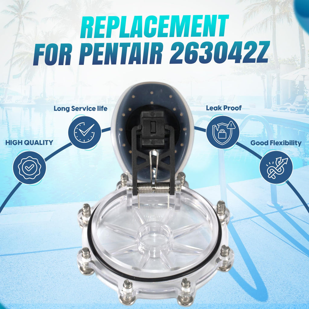 Aquatonics Replacement 263042Z 2-Way Pool Check Valve Cover with Flapper Assembly for 263042 – Compatible 2" Check Valve Kit (Not for FullFLOXF 263060/263077) – Durable Transparent Pool Valve Cover