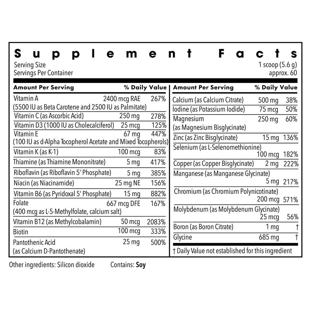 Metabolic Maintenance Vitamin Mineral Base Powder - Comprehensive Multivitamin Powder - Active Vitamins & Chelated Minerals - High Absorption Nutritional Support - 60 Servings - 11 oz