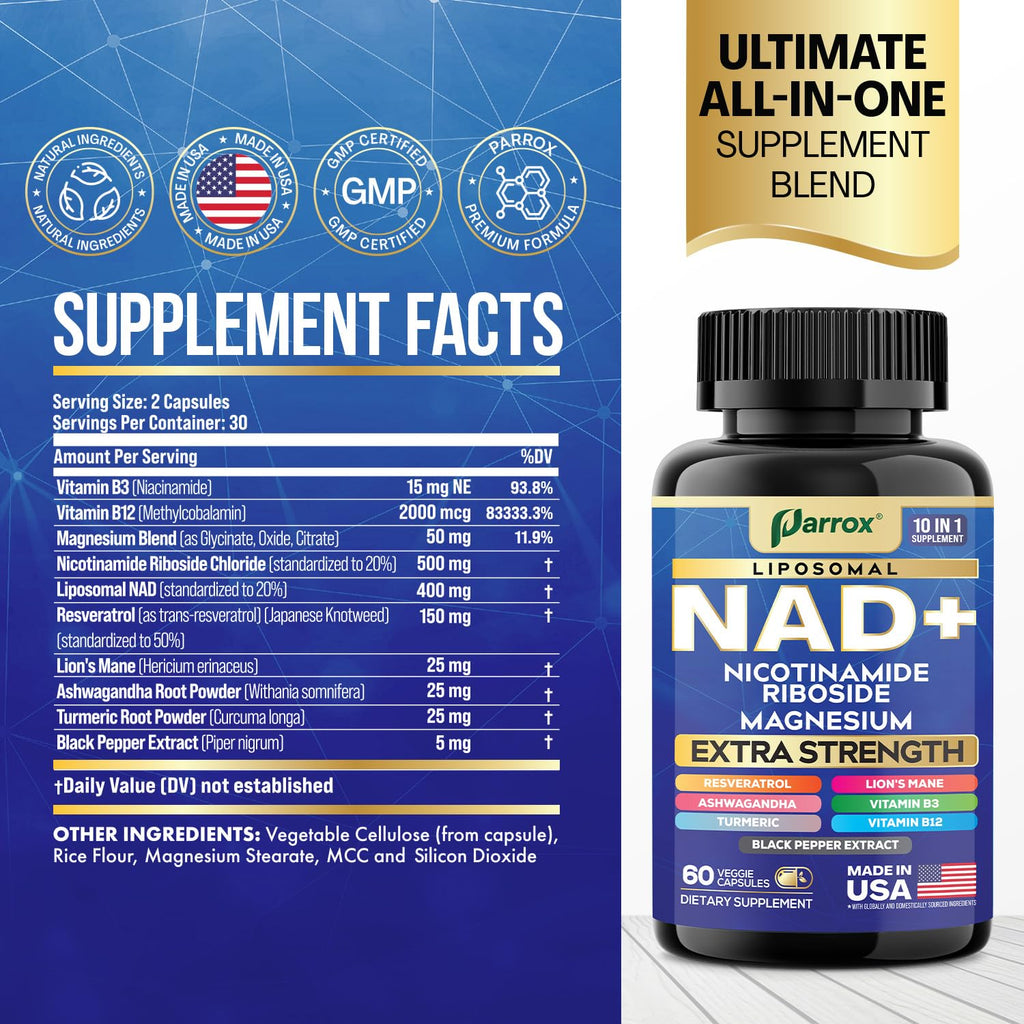 NAD+ Supplement, Liposomal Nicotinamide Riboside, 10-in-1 Strength, 2 Pack