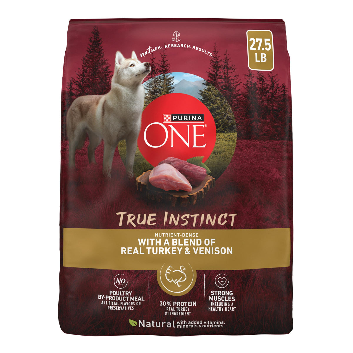 Purina ONE True Instinct Dry Dog Food, Real Turkey & Venison, 27.5 lb Bag
