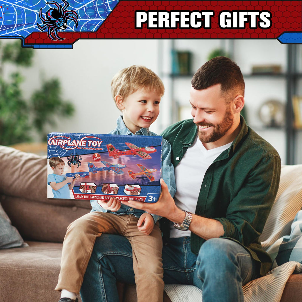 Fuwidvia 3 Pack Airplane Launcher Toys, 13.2 in LED Foam Glider Kids 4-12