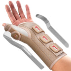 FEATOL Carpal Tunnel Wrist Brace Night Support, Thumb Spica Splint Left Hand for De Quervains Tenosynovitis, Tendonitis, Thumb Brace for Women Men, Beige, Large/XLarge