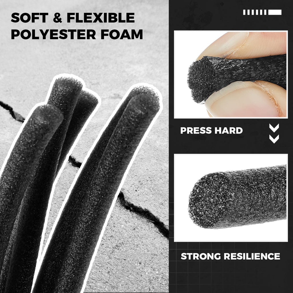 MotiMind 1/2 Inch x 100 ft Foam Backer Rod for Gaps Joints Concrete Crack Filler Caulk Saver Bulk Foam Backing Rod Concrete Filler Rope for Weather Stripping Door Seal (Black)