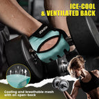 HOZMOZ Ventilated Weight Lifting Gloves, Thick Padded Workout Gym Gloves with Full Palm Protection & Grip & Shock Absorption for Women & Men's Fitness Exercise Training