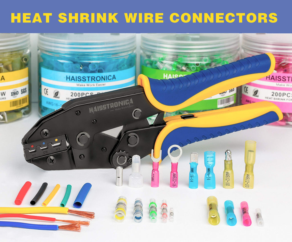 haisstronica 260PCS Heat Shrink Spade Connectors, 22-10 AWG, Male/Female