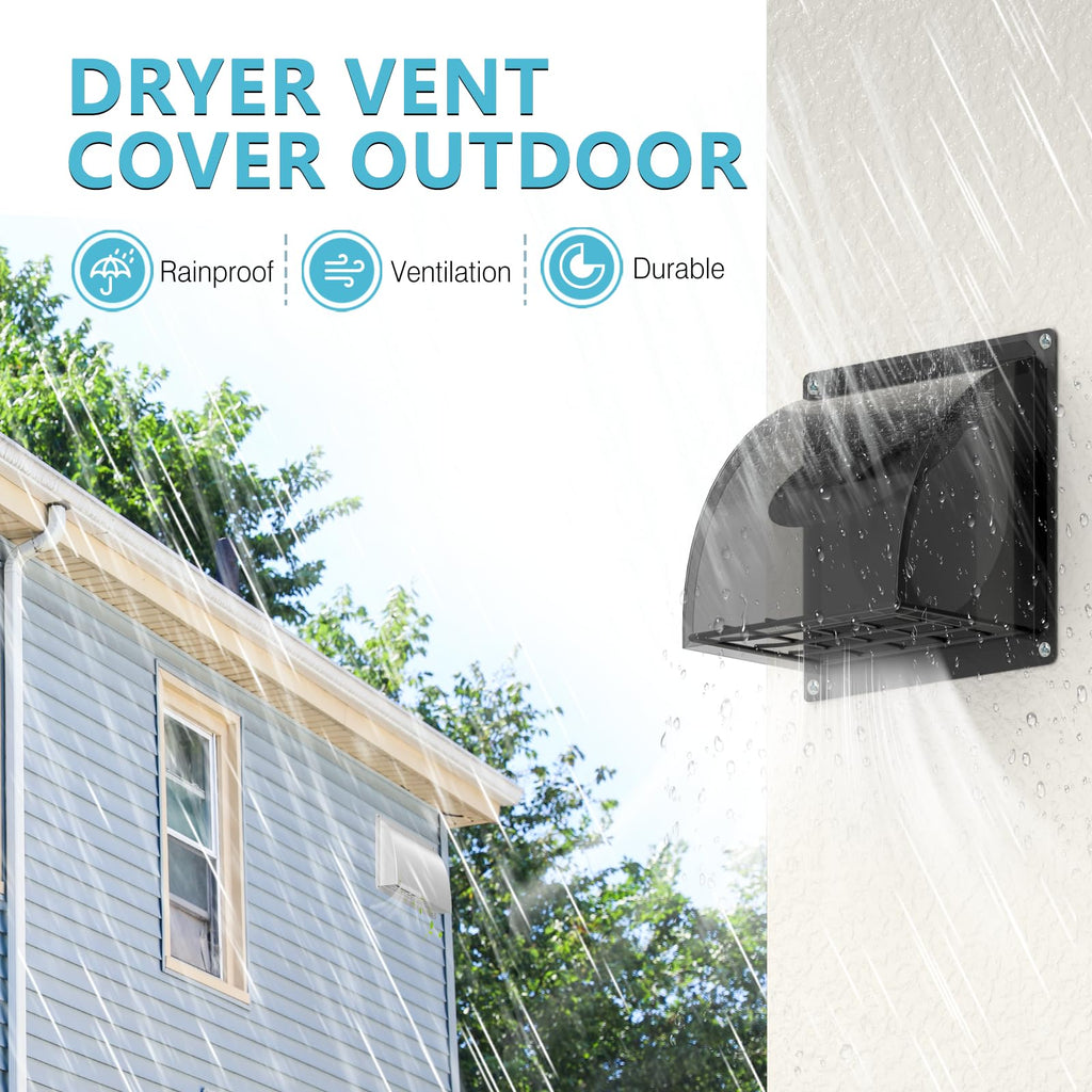 2 Pcs 4 Inch Dryer Vent Cover Outside, HG Power Metal Exterior Vent Cover with Removable Screen & Cushioned Non-Return Flap, Air Wall Vent for House, Range Hood, AC, Opening Diameter: 3.81" White