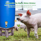 Lonepetu 4 Pcs Pig Waterer Nipples for Barrel Kit, Stainless Steel Hog Waterer Nipples Automatic Pig Nipple Water Drinker Feeder Water System with Brass Tank Connector Kit for Piglets Goat