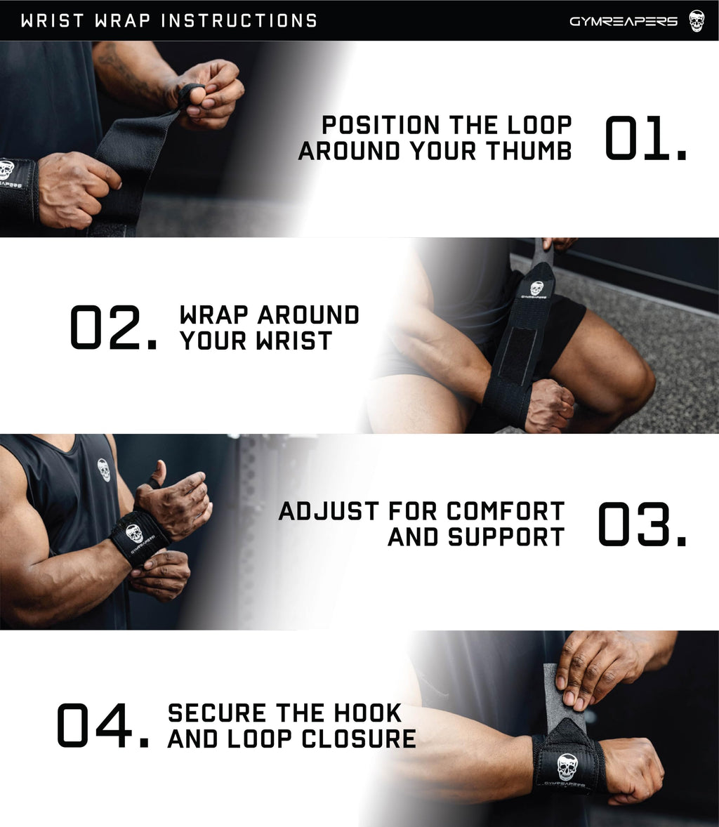 Gymreapers Weightlifting Wrist Wraps (IPF Approved) 18" Professional Quality Wrist Support with Heavy Duty Thumb Loop - Best Wrap for Powerlifting Competition, Strength Training, Bodybuilding (Black/Rubber, 18")