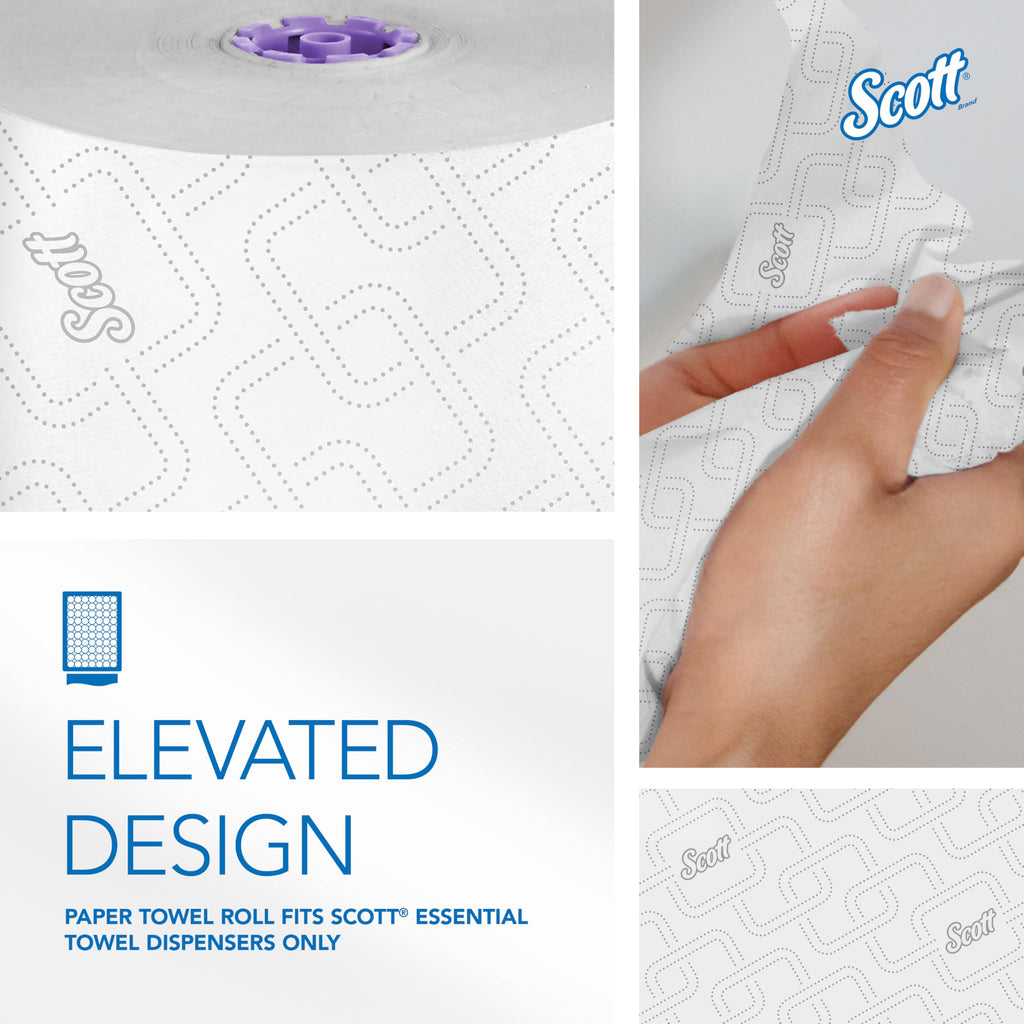 Scott Professional High-Capacity Hard Roll Paper Towels, Bulk (02001), Hardwound, Elevated Design, Absorbency Pockets, White, for ScottBrand Purple Core Dispensers (6 Rolls at 950' Each, 5,700'/Case)