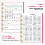 Fitness Workout Journal for Women & Men, A5(5.5" x 8.4") Workout Log Book Planner for Tracking, Progress, and Achieving Your Wellness Goals-Berry Pink