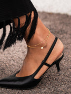 ChicSilver Gold Ankle Bracelets for Women Waterproof 14k Gold Anklets for Women Dainty Heart Layered Initial Anklet With Letter M