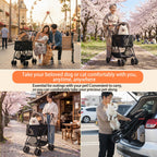 MILA&LOUIS Dog Stroller, 22" Pet Cradle for Small Dog, Pet Stroller with 4 Pu Wheels, 10Lbs Ultra-Light Dog&Cat Stroller for Small Pets, Max 22Lbs Capacity Detachable & Foldable Design with Cup Holder