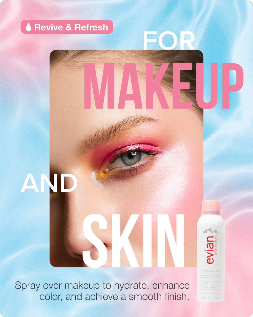 Evian Facial Spray 5 oz - Hydrating Mineral Water Mist for Face & Skin - Refreshes Makeup, Sets, & Tones - Skincare Mist for Daily Hydration and On-the-Go Moisturizing Relief