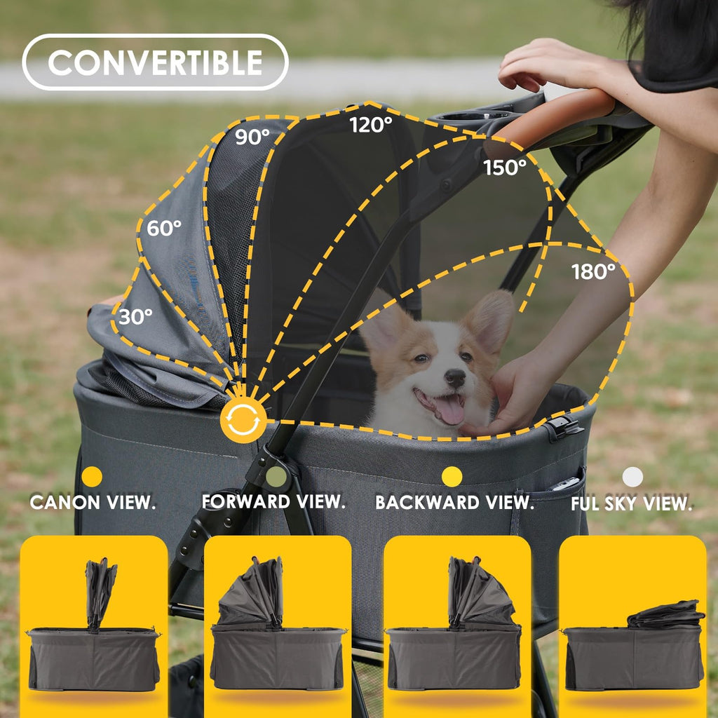 Zoosky 3 in 1 Pet Stroller with Removable Carrier, Folding Stroller for Small/Medium Dogs and Cats, Waterproof, All-Terrain, with Sun Shades, Car Seat