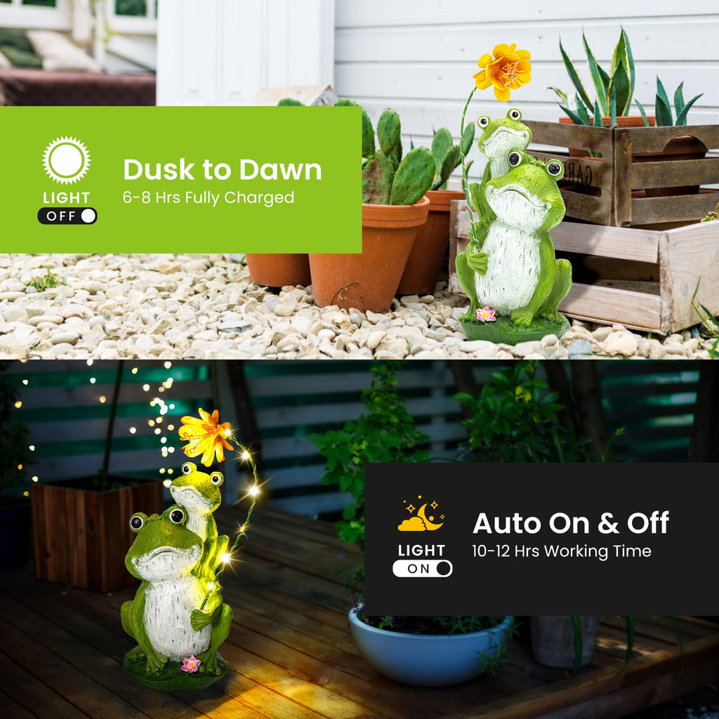 GIGALUMI Solar Garden Statues, Loving Frog Garden Decor