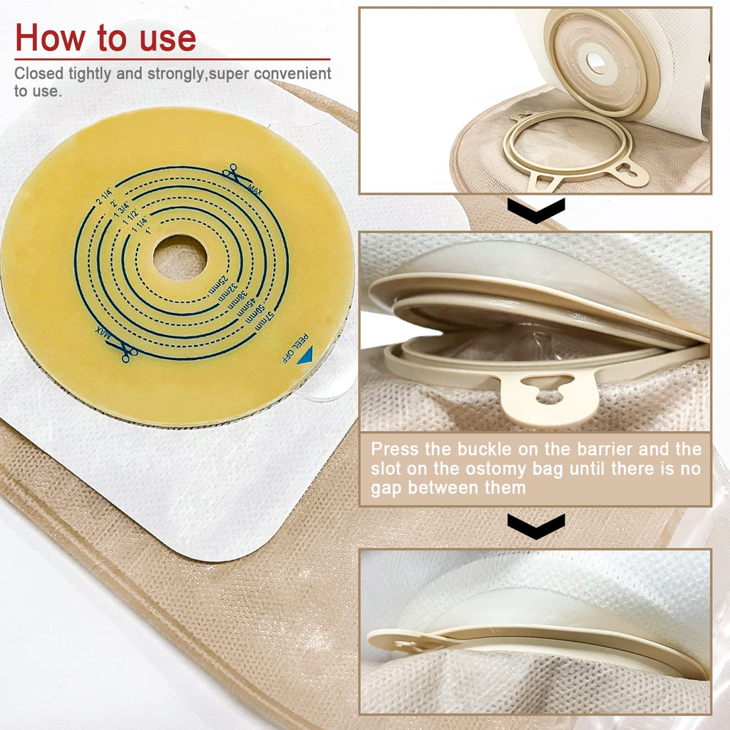 Carbou 21 PCS Ostomy Supplies Colostomy Bags Two Piece Drainable Pouches with Closure 12", Ileostomy Stoma Care,Cut-to-Fit(15pcs Bags+6pcs Barrier)