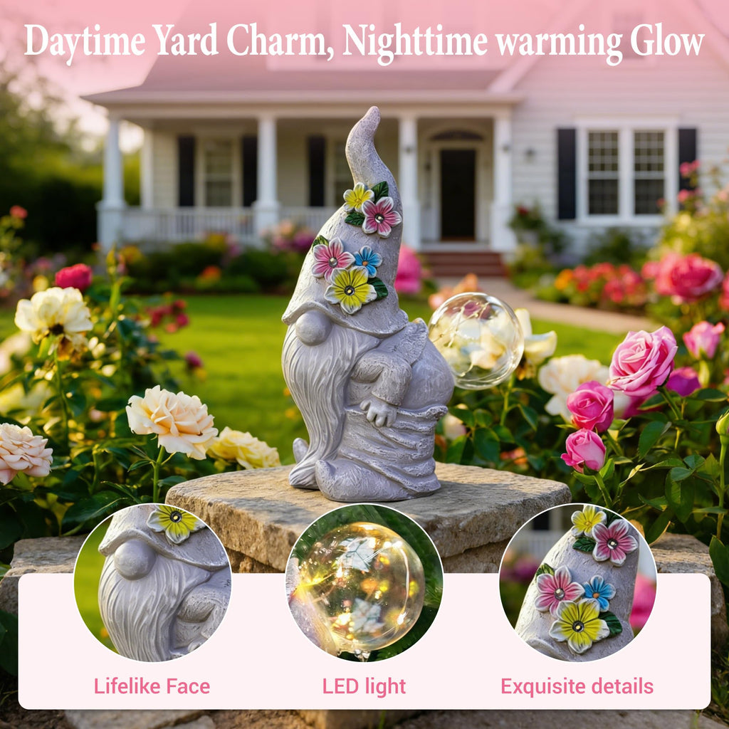 Acgarten Solar Funny Garden Gnome Statue: Outdoor Sculpture Lights for Yard Lawn Porch Balcony Patio Home Decor - Mothers Day Gifts for Mom Women Grandma