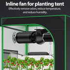 Toolazy 4 Inch Inline Duct Fan – ETL Certified, 195 CFM Quiet Ventilation Fan for Grow Tent, Hydroponics, HVAC, Greenhouse, Bathroom, Basement – Black