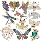 12pcs Women Brooches Bulk Set,Rhinestone Crystal Vintage Brooch Pins,Retro Broches Pin for Women Mother's Day Gifts Christmas Gifts