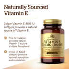 Solgar Vitamin E 200 IU Alpha,100 Softgels - Antioxidant,Healthy Aging,Healthy Skin,Immune System Support - Natural Source Vitamin E - Gluten Free,Dairy Free - 100 Servings,(Pack of 2)