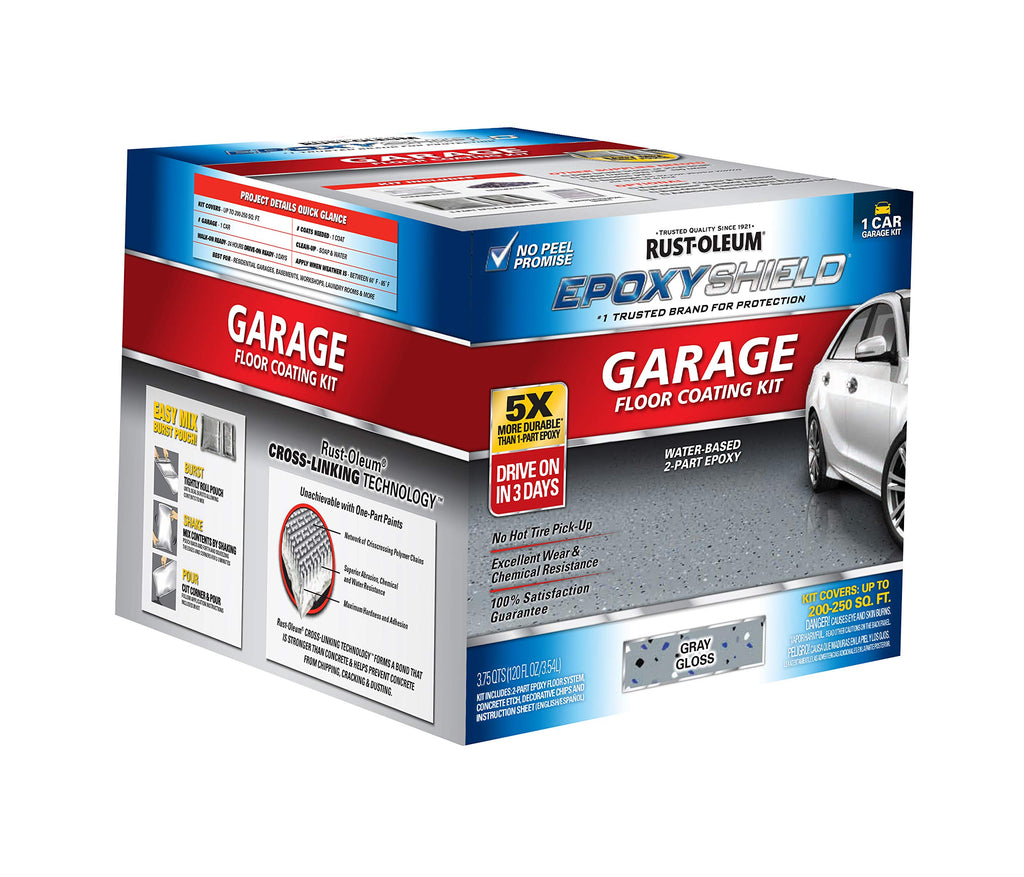 Rust-Oleum 251965 EPOXYSHIELD Garage Floor Coating Kit, 1 Car, Gloss Gray