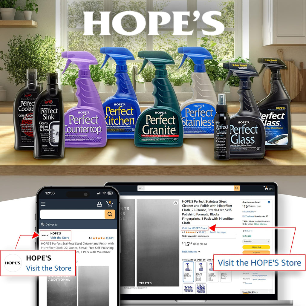 HOPE'S Perfect Cooktop Glass and Ceramic Cooktop and Stove Top Cleaner, Fast Acting and Removes Burnt on Stains from Glass Ceramic Smooth Top Ranges with its No Rinse Formula, 10.6 Oz, Pack of 3