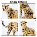 Toymany 8PCS Cheetah Figurines with Cheetah Cubs, Realistic Jungle Zoo Animals Figurines Family Set, Educational Toy Cake Toppers Christmas Birthday Gift for Kids