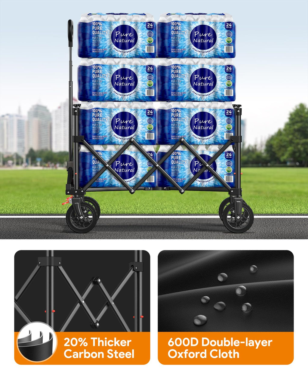 180L Wagons Carts Foldable with Wheels and Brakes for Camping Grocery