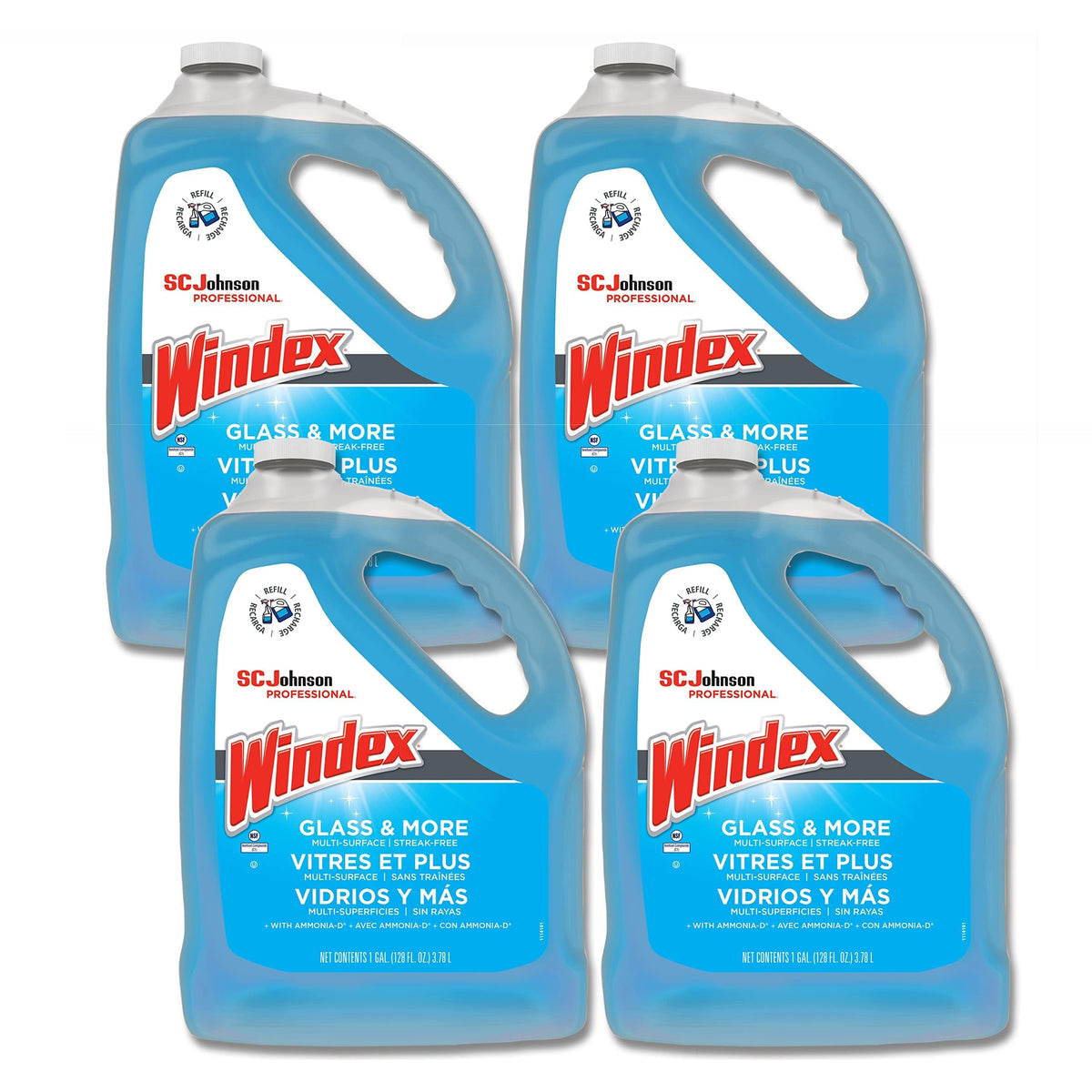 SC Johnson Professional Windex Glass Cleaner Refill, 1 Gallon, 4 Count
