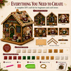 3D Christmas House Diamond Painting Kit for Adults, Wooden Pearl Art Craft