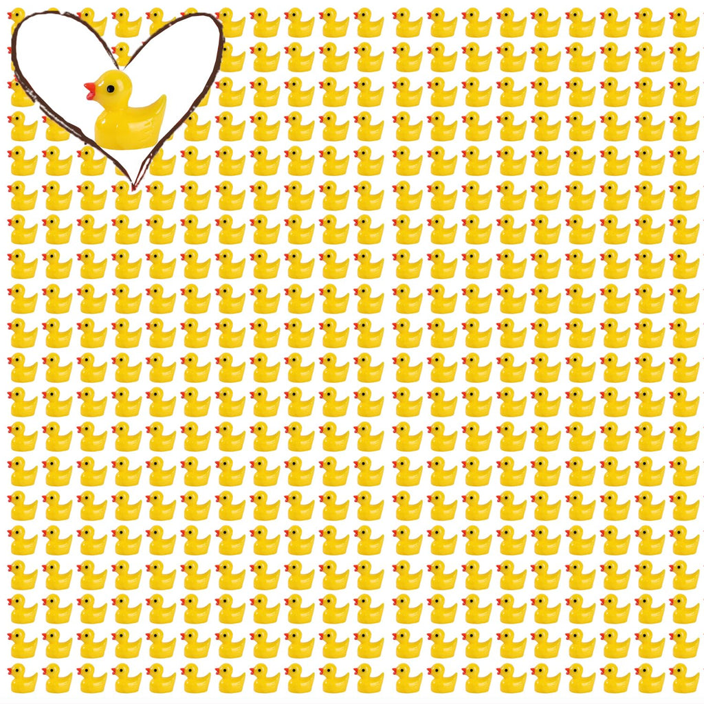 Pcxino 400 pcs Mini Resin Duck Bulk Tiny Duck Figures for Micro Fairy Garden Landscape Aquarium Decor (Yellow)