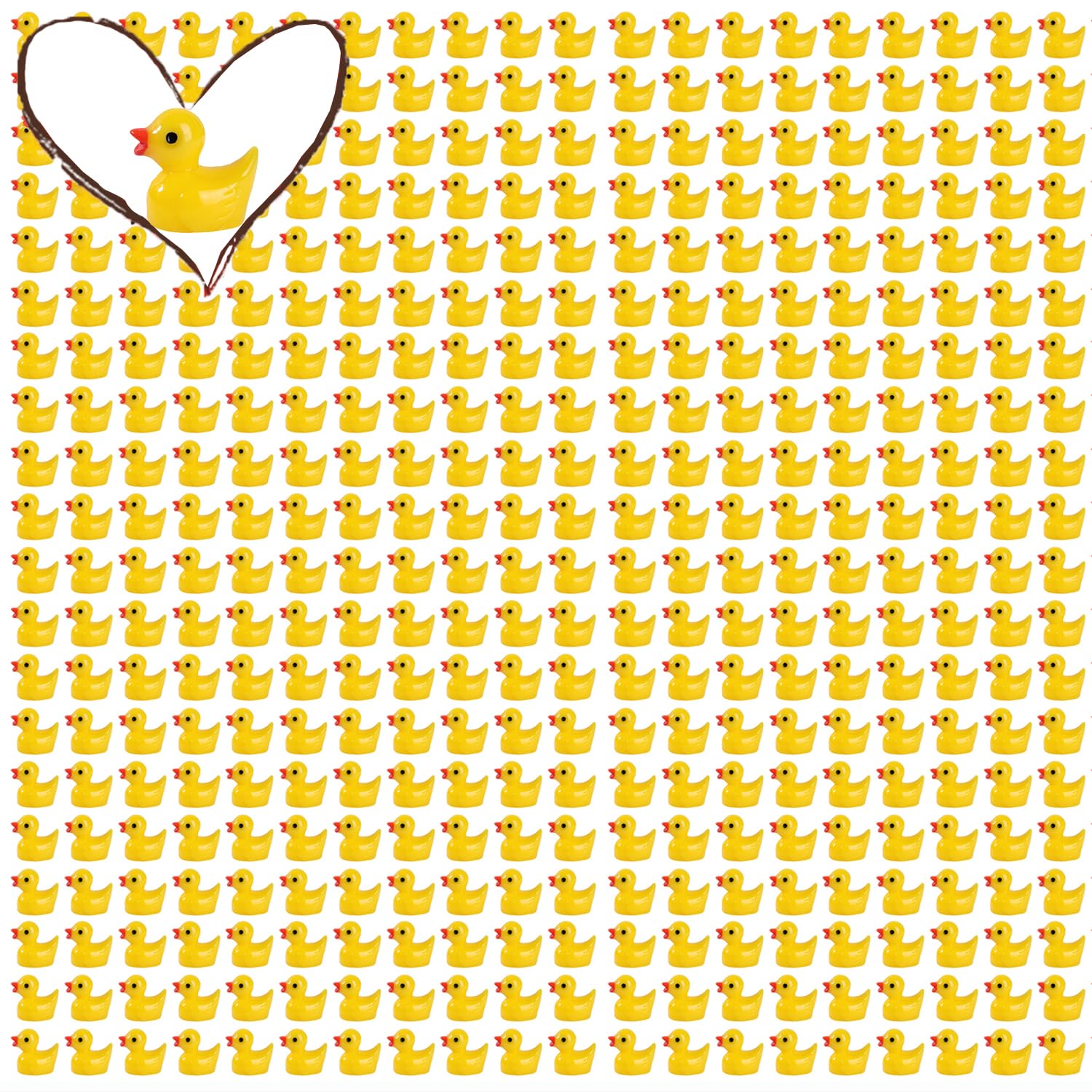 Pcxino 400 pcs Mini Resin Duck Bulk Tiny Duck Figures for Micro Fairy Garden Landscape Aquarium Decor (Yellow)