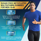 2 Pack Methylated Multivitamin for Men Gummies, BCAA Amino Acids, Zinc, Biotin, Vitamin A C E D3 K2 B Complex Calcium, Magnesium, Lycopene, Digestive Enzymes - Energy Muscle Immune - Sugar Free, Vegan