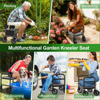 Garden Kneeler and Seat with 360° Wheels: 3-in-1 Rolling Gardning Stool
