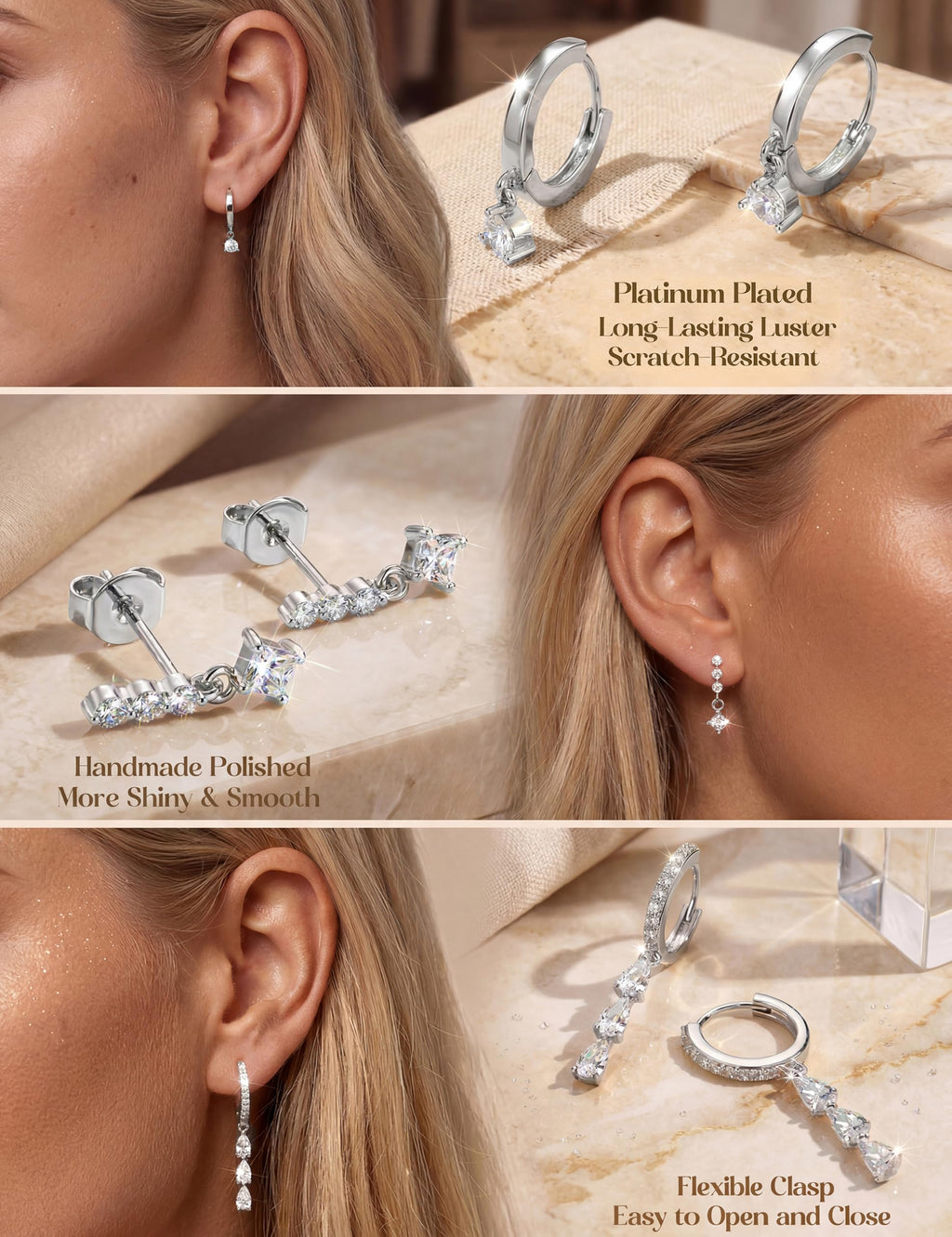 MILACOLATO Hypoallergenic 925 Sterling Silver Dangle Earrings for Women