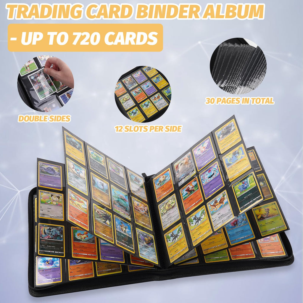 Foalgo Trading Card Binder, Card Collection Binder Album Folder with 720 Side Loading Pockets, 12 Pocket Trading Card Album Folder for TGC,MTG, Baseball Cards, Yugioh