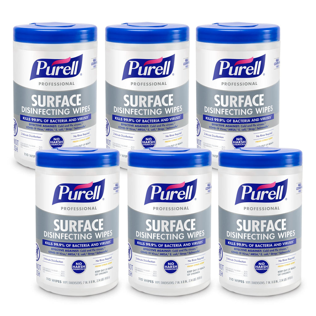 Purell Professional Surface Disinfecting Wipes Canister 6 x 110ct - 9342-06
